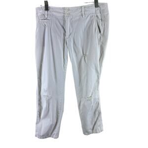 American Eagle Outfitters Cotton Distressed Light Cropped Pants Casual Coastal 6